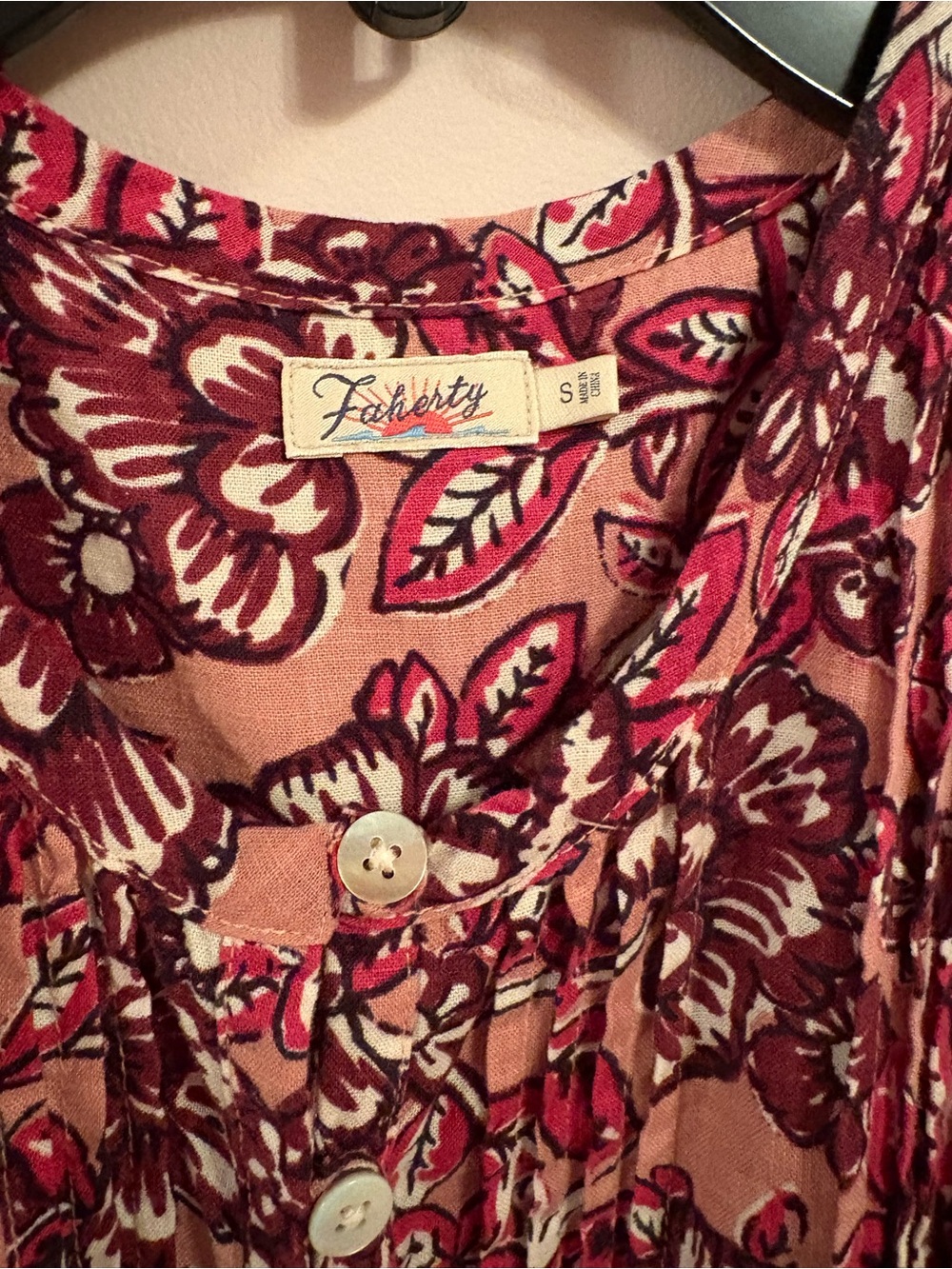 Faherty Pink Floral Maxi Dress